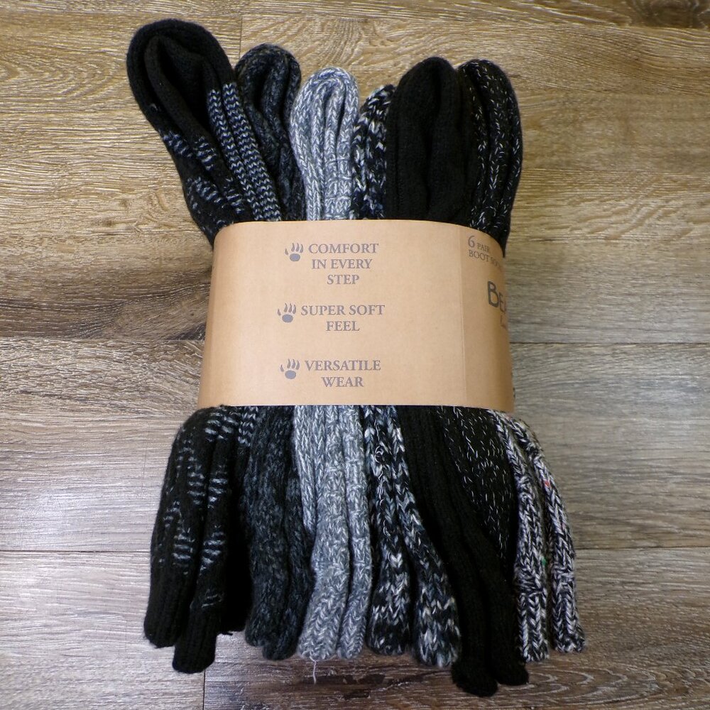 BEARPAW NWT Ladies' Boot Socks 6 Pairs Shoe Size 4-10 Live Life Comfortably - Picture 2 of 9